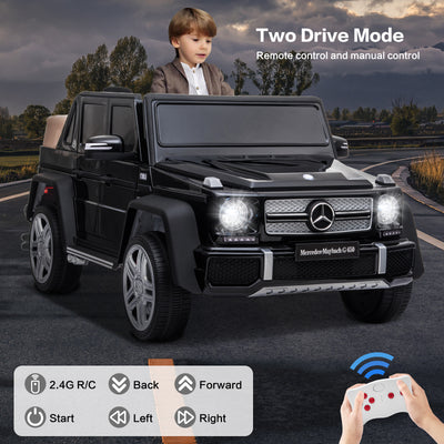 Licensed Mercedes Benz Maybach G650, 12V Ride On Car for Kids | Electric Car Ride on Truck w/Parent Remote Control, Music, LED Lights, 2 Motors, Suspensions, Safety Lock, 2 Doors, Storage Bin, Black