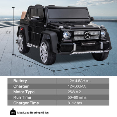 Licensed Mercedes Benz Maybach G650, 12V Ride On Car for Kids | Electric Car Ride on Truck w/Parent Remote Control, Music, LED Lights, 2 Motors, Suspensions, Safety Lock, 2 Doors, Storage Bin