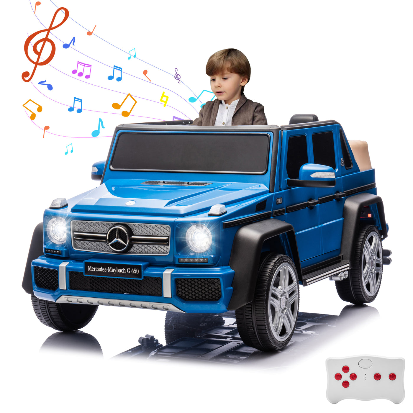 Licensed Mercedes Benz Maybach G650, 12V Ride On Car for Kids | Electric Car Ride on Truck w/Parent Remote Control, Music, LED Lights, 2 Motors, Suspensions, Safety Lock, 2 Doors, Storage Bin