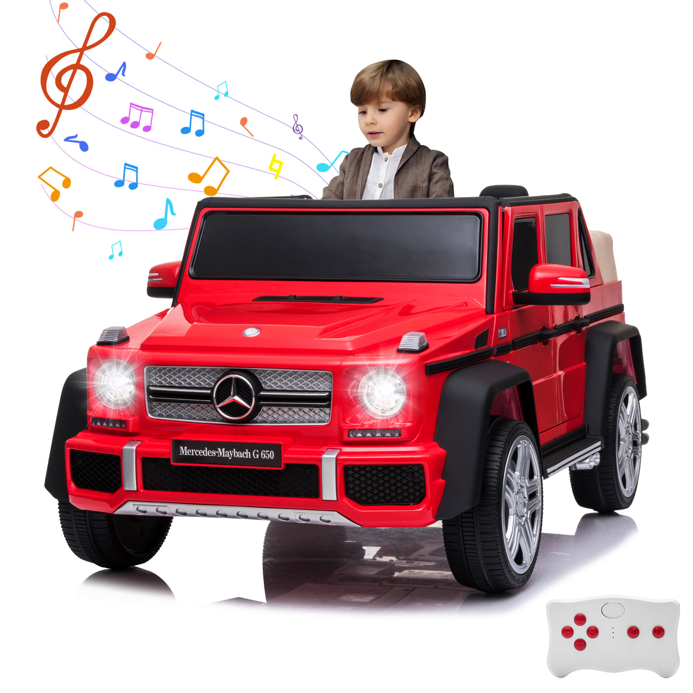 Licensed Mercedes Benz Maybach G650, 12V Ride On Car for Kids | Electric Car Ride on Truck w/Parent Remote Control, Music, LED Lights, 2 Motors, Suspensions, Safety Lock, 2 Doors, Storage Bin