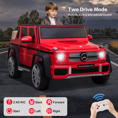 Licensed Mercedes Benz Maybach G650, 12V Ride On Car for Kids | Electric Car Ride on Truck w/Parent Remote Control, Music, LED Lights, 2 Motors, Suspensions, Safety Lock, 2 Doors, Storage Bin, Red