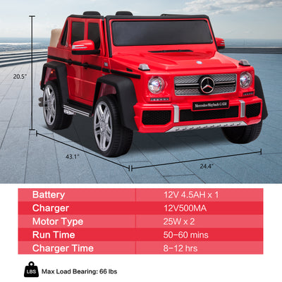 Licensed Mercedes Benz Maybach G650, 12V Ride On Car for Kids | Electric Car Ride on Truck w/Parent Remote Control, Music, LED Lights, 2 Motors, Suspensions, Safety Lock, 2 Doors, Storage Bin