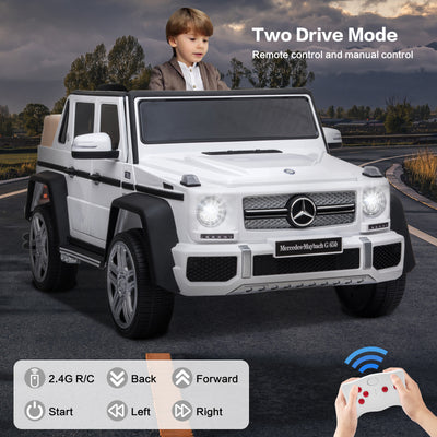 Licensed Mercedes Benz Maybach G650, 12V Ride On Car for Kids | Electric Car Ride on Truck w/Parent Remote Control, Music, LED Lights, 2 Motors, Suspensions, Safety Lock, 2 Doors, Storage Bin, White