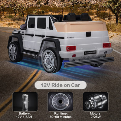 Licensed Mercedes Benz Maybach G650, 12V Ride On Car for Kids | Electric Car Ride on Truck w/Parent Remote Control, Music, LED Lights, 2 Motors, Suspensions, Safety Lock, 2 Doors, Storage Bin