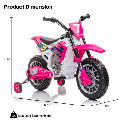 12V Kids Electric Ride on Motorcycle Off-Road Vehicle Battery Powered Dirt Bike with Spring Suspension, Training Wheels, 2 Speeds, MP3 Music