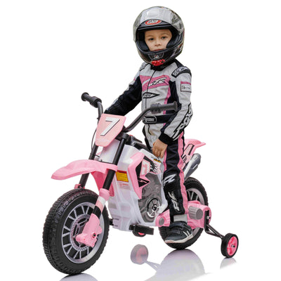 12V Kids Electric Ride on Motorcycle Off-Road Vehicle Battery Powered Dirt Bike with Spring Suspension, Training Wheels, 2 Speeds, MP3 Music