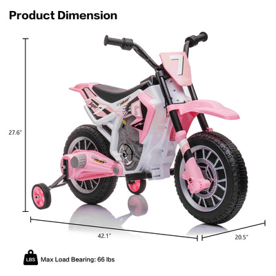 12V Kids Electric Ride on Motorcycle Off-Road Vehicle Battery Powered Dirt Bike with Spring Suspension, Training Wheels, 2 Speeds, MP3 Music