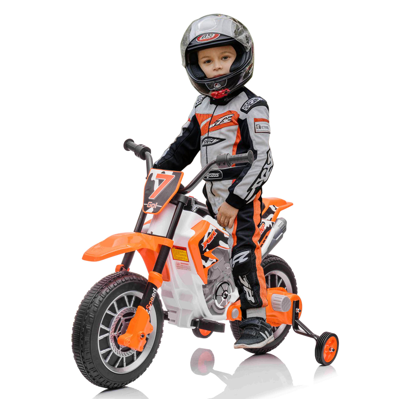 12V Kids Electric Ride on Motorcycle Off-Road Vehicle Battery Powered Dirt Bike with Spring Suspension, Training Wheels, 2 Speeds, MP3 Music