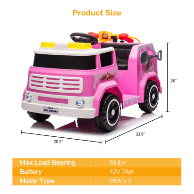 12V7AH Kids Ride on Fire Truck Fighter Battery Powered Car Toy with Remote Control, Fire Gun, Shovel, Loudspeaker, Music, Lamplight, Power Display, MP3/USB/TF Plug, Forward and Backward