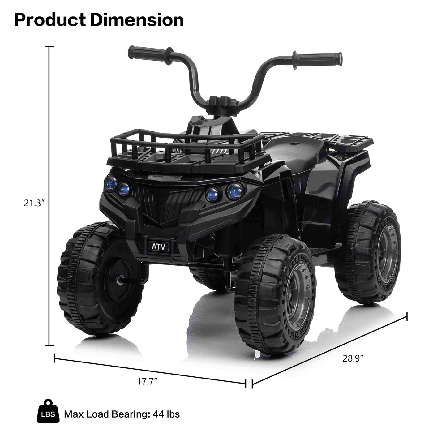 Kids Ride On Car ATV 12V Battery Powered Off-Road Electric Vehicle 4 Wheeler Quad Car Toy with 2 Motors, Storage Basket, Skid-Resistant Tires, Music, LED Headlights, Gift for Boys & Girls