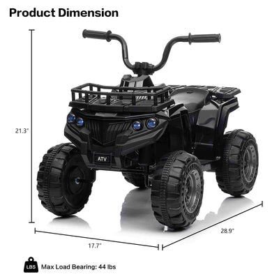 Kids Ride On Car ATV 12V Battery Powered Off-Road Electric Vehicle 4 Wheeler Quad Car Toy with 2 Motors, Storage Basket, Skid-Resistant Tires, Music, LED Headlights, Gift for Boys & Girls