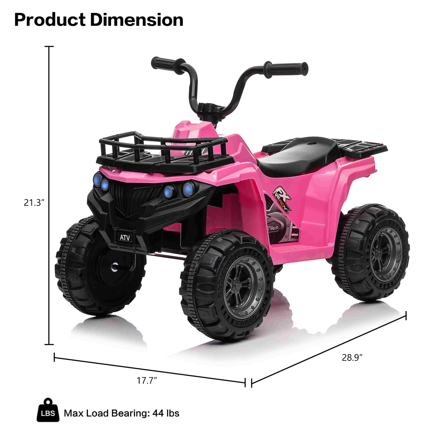 Kids Ride On Car ATV 12V Battery Powered Off-Road Electric Vehicle 4 Wheeler Quad Car Toy with 2 Motors, Storage Basket, Skid-Resistant Tires, Music, LED Headlights, Gift for Boys & Girls