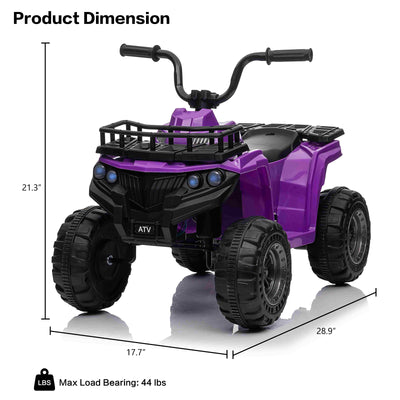 Kids Ride On Car ATV 12V Battery Powered Off-Road Electric Vehicle 4 Wheeler Quad Car Toy with 2 Motors, Storage Basket, Skid-Resistant Tires, Music, LED Headlights, Gift for Boys & Girls