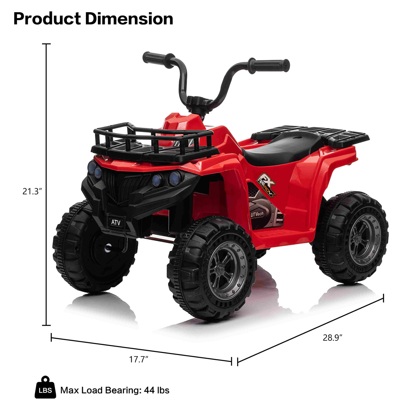 Kids Ride On Car ATV 12V Battery Powered Off-Road Electric Vehicle 4 Wheeler Quad Car Toy with 2 Motors, Storage Basket, Skid-Resistant Tires, Music, LED Headlights, Gift for Boys & Girls