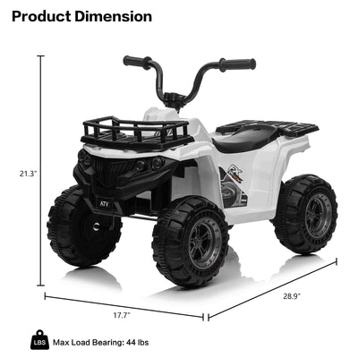 Kids Ride On Car ATV 12V Battery Powered Off-Road Electric Vehicle 4 Wheeler Quad Car Toy with 2 Motors, Storage Basket, Skid-Resistant Tires, Music, LED Headlights, Gift for Boys & Girls