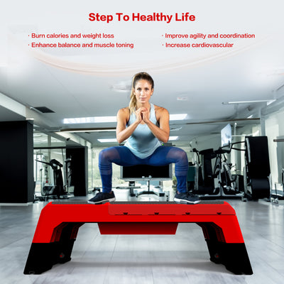 Multifunctional Fitness Step Platform Adjustable Aerobic Deck Resistance Bands