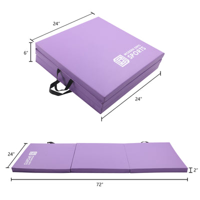 Gymnastics Mat 6'x2'x2" Foldable Tumbling Mats with Carrying Handles Three Fold Thick Exercise Mat for Home Aerobics Stretching Yoga