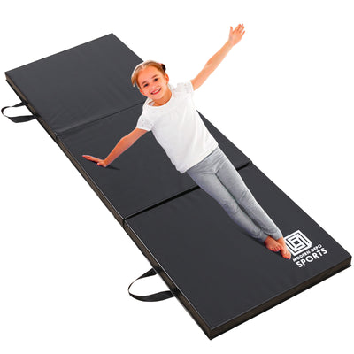 Gymnastics Mat 6'x2'x2" Foldable Tumbling Mats with Carrying Handles Three Fold Thick Exercise Mat for Home Aerobics Stretching Yoga, Black