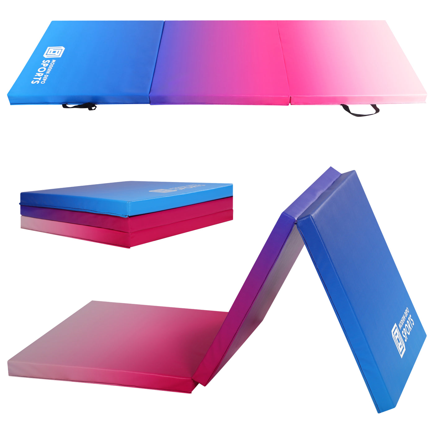 Gymnastics Mat 6'x2'x2" Foldable Tumbling Mats with Carrying Handles Three Fold Thick Exercise Mat for Home Aerobics Stretching Yoga