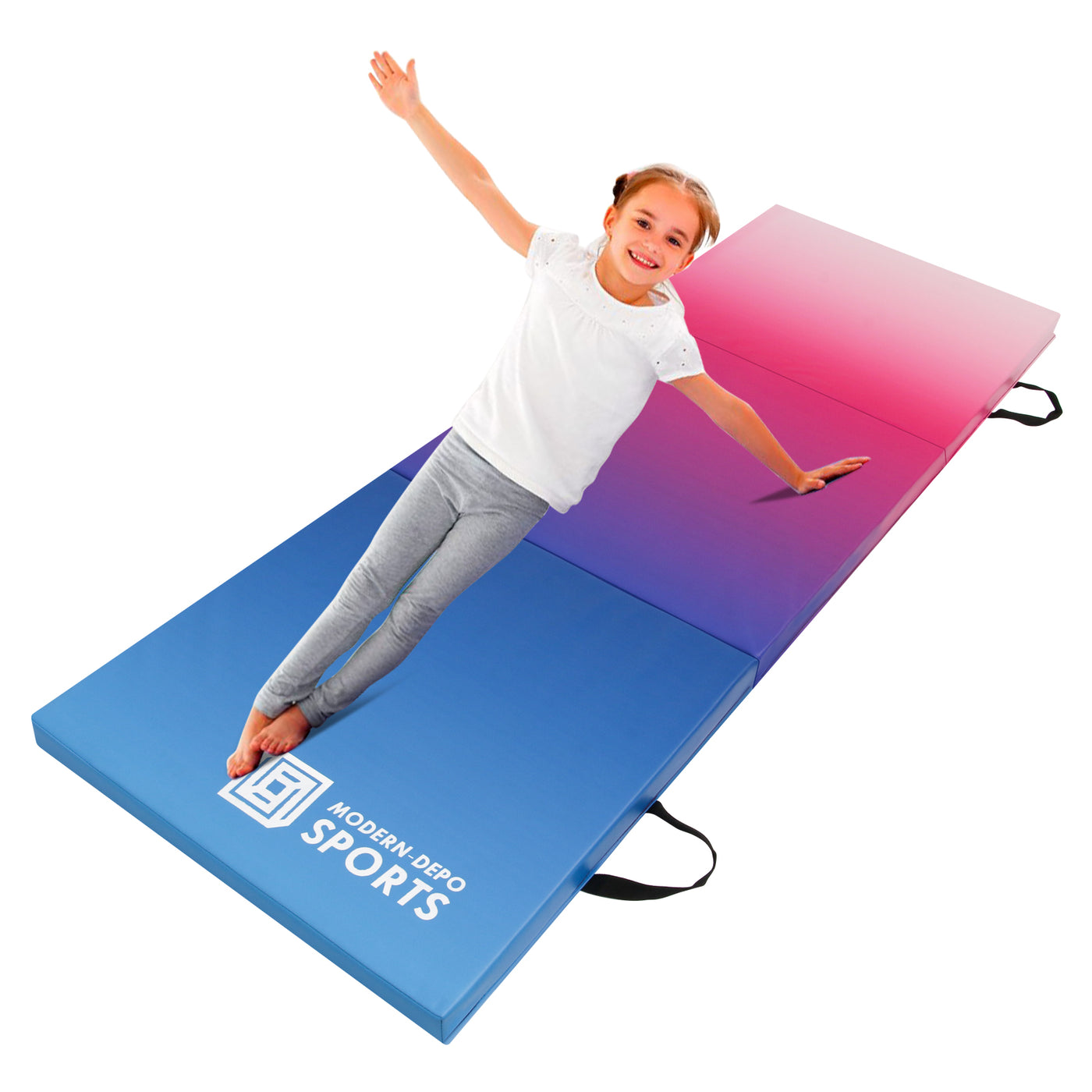 Gymnastics Mat 6'x2'x2" Foldable Tumbling Mats with Carrying Handles Three Fold Thick Exercise Mat for Home Aerobics Stretching Yoga, Gradient Color