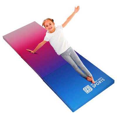 Gymnastics Mat 6'x2'x2" Foldable Tumbling Mats with Carrying Handles Three Fold Thick Exercise Mat for Home Aerobics Stretching Yoga, Gradient Color