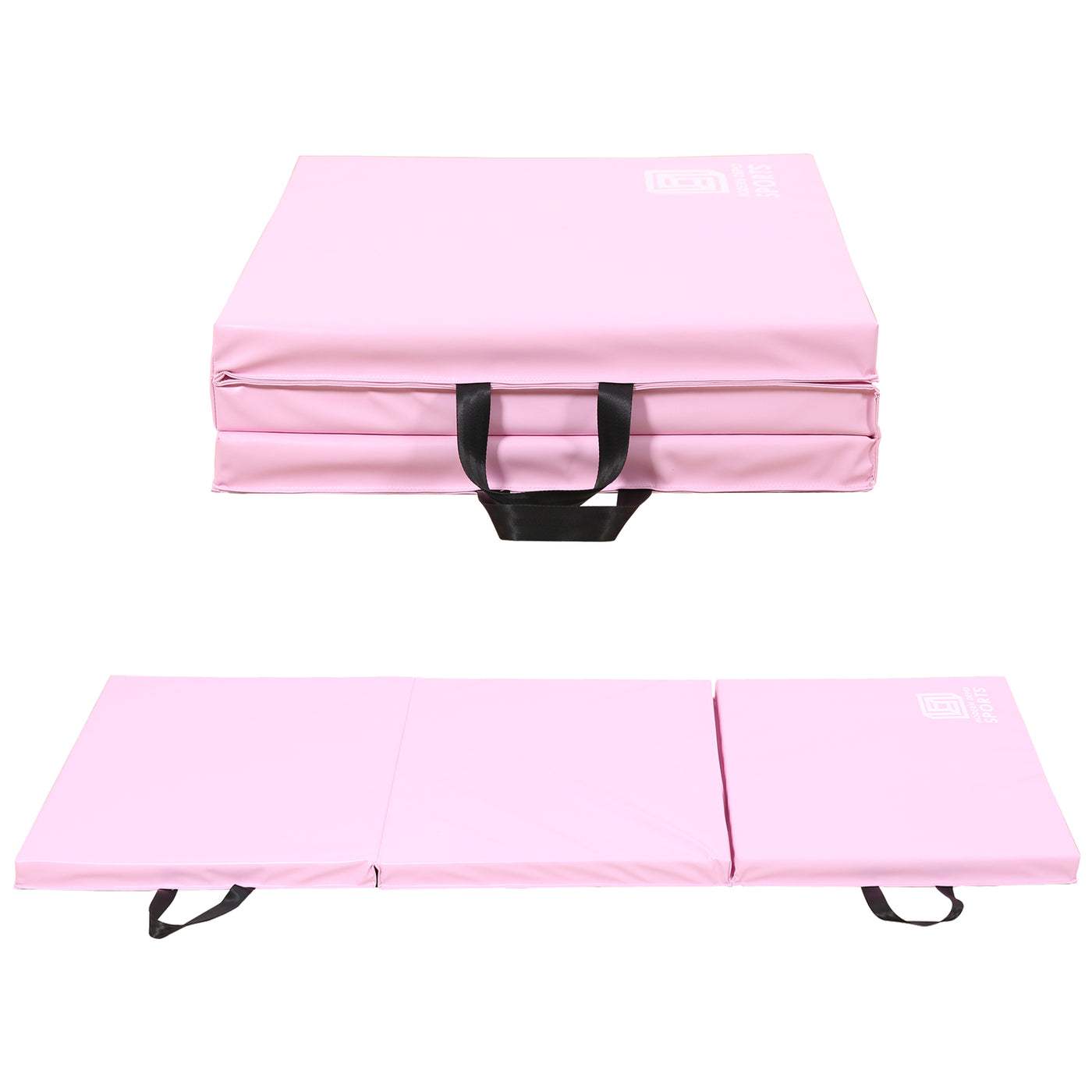 Gymnastics Mat 6'x2'x2" Foldable Tumbling Mats with Carrying Handles Three Fold Thick Exercise Mat for Home Aerobics Stretching Yoga