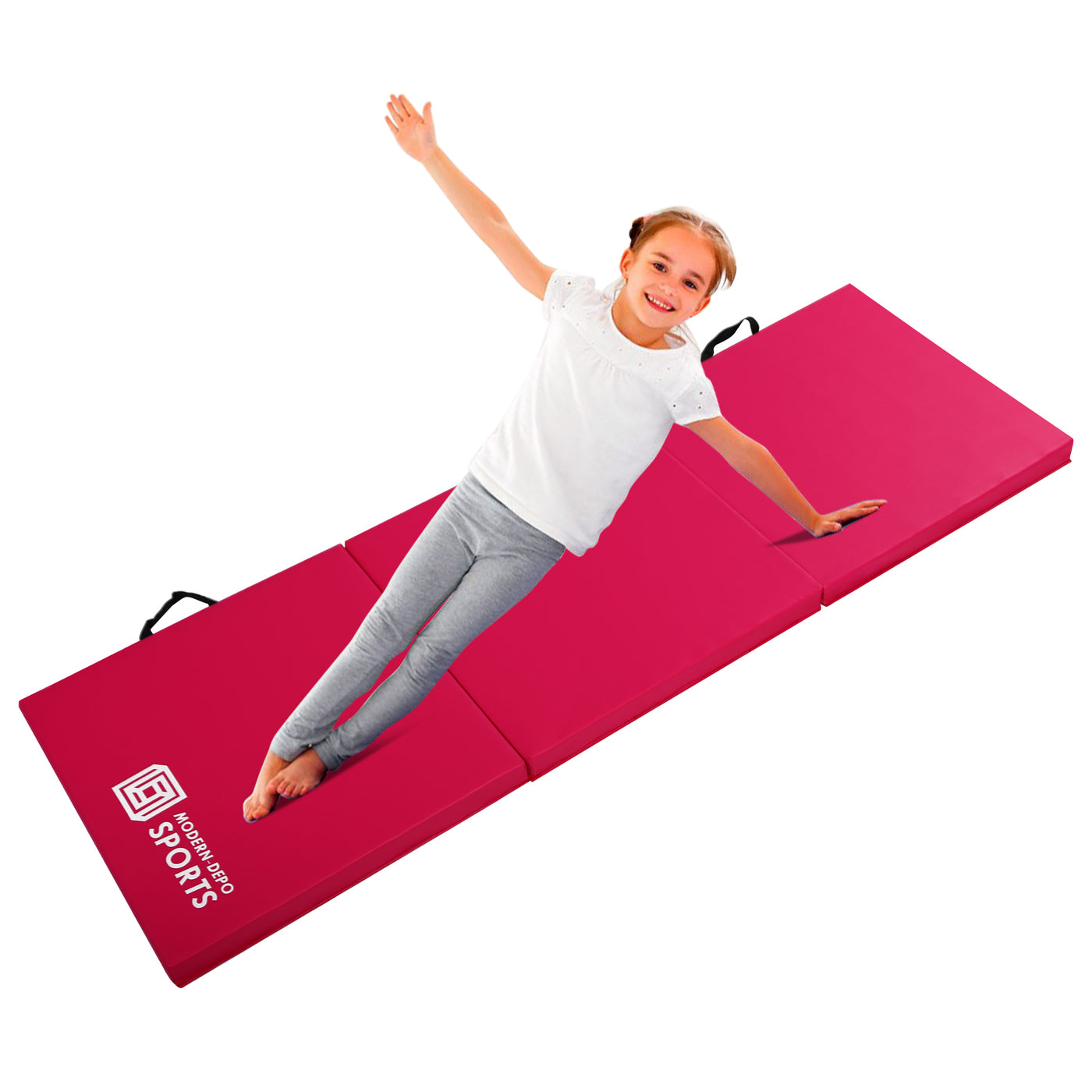 Gymnastics Mat 6'x2'x2" Foldable Tumbling Mats with Carrying Handles Three Fold Thick Exercise Mat for Home Aerobics Stretching Yoga, Rose Pink