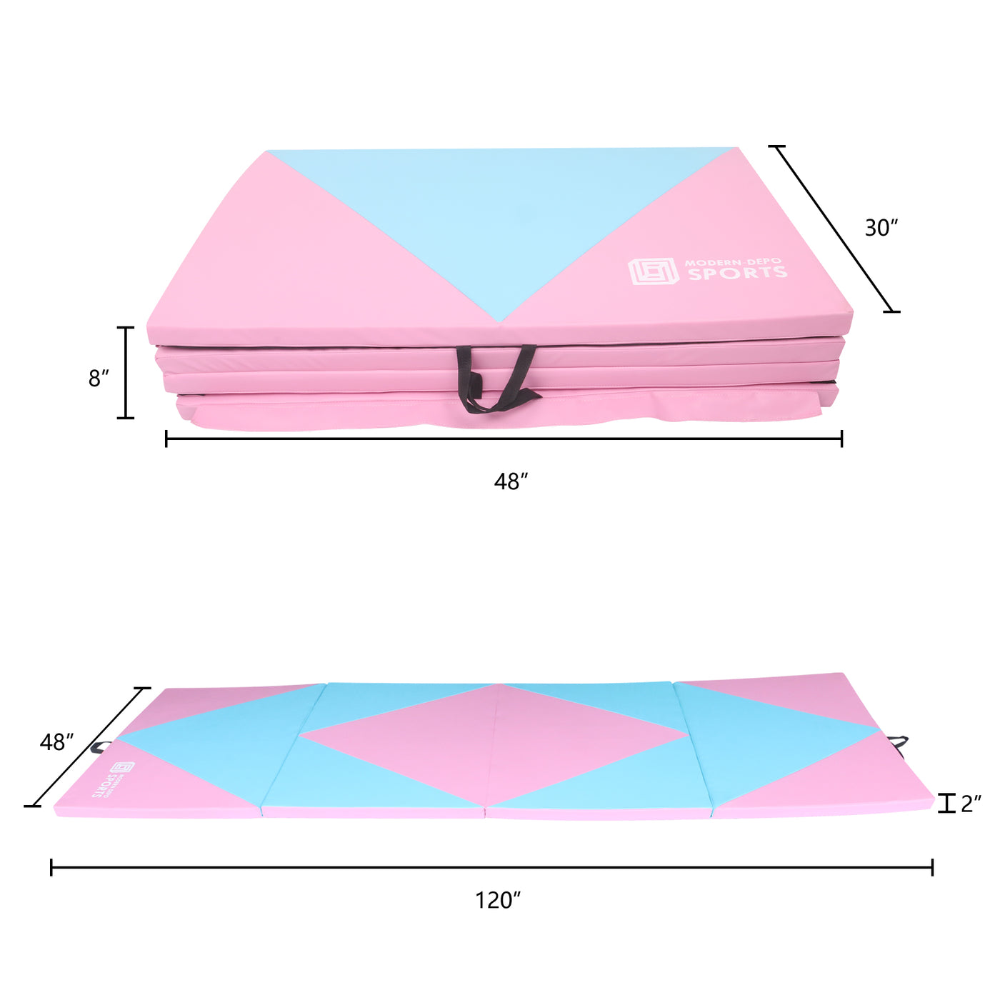 Gymnastics Mat 10'x4'x2" Foldable Tumbling Mats with Carrying Handles Four Fold Thick Exercise Mat for Home Aerobics Stretching Yoga