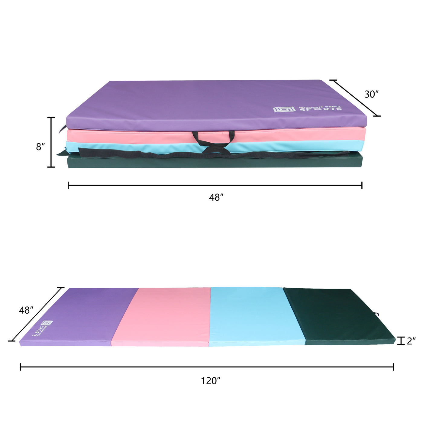 Gymnastics Mat 10'x4'x2" Foldable Tumbling Mats with Carrying Handles Four Fold Thick Exercise Mat for Home Aerobics Stretching Yoga