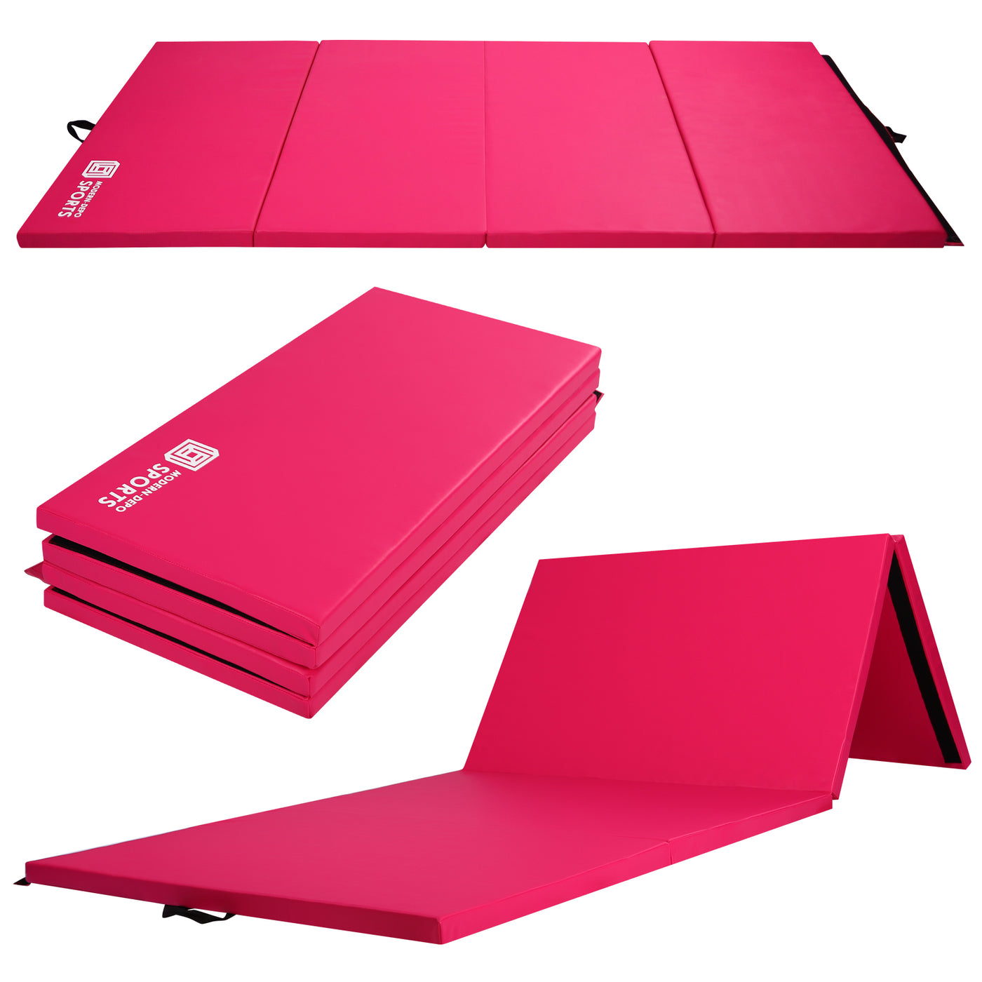 Gymnastics Mat 10'x4'x2" Foldable Tumbling Mats with Carrying Handles Four Fold Thick Exercise Mat for Home Aerobics Stretching Yoga