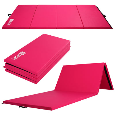 Gymnastics Mat 10'x4'x2" Foldable Tumbling Mats with Carrying Handles Four Fold Thick Exercise Mat for Home Aerobics Stretching Yoga