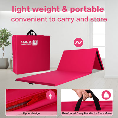 Gymnastics Mat 10'x4'x2" Foldable Tumbling Mats with Carrying Handles Four Fold Thick Exercise Mat for Home Aerobics Stretching Yoga