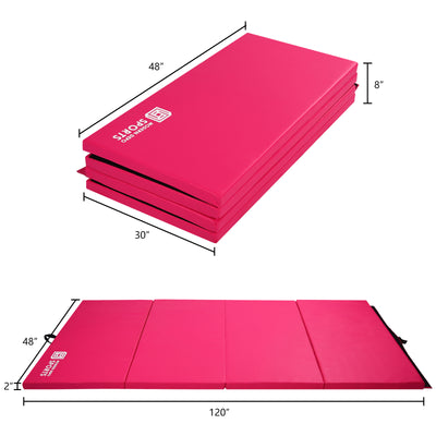 Gymnastics Mat 10'x4'x2" Foldable Tumbling Mats with Carrying Handles Four Fold Thick Exercise Mat for Home Aerobics Stretching Yoga