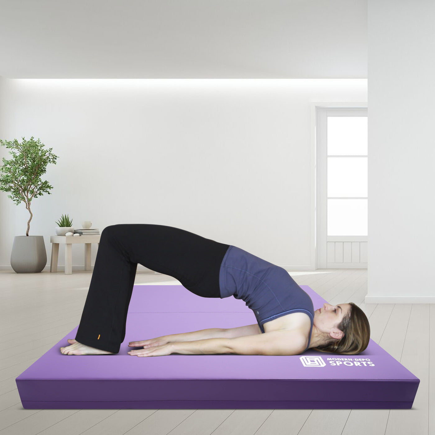 Gymnastics Mat for Kids 4'x4'x4" Foldable Tumbling Mats with Carrying Handles 2-Panels Fold Thick Exercise Mat for Home Aerobics Stretching Yoga