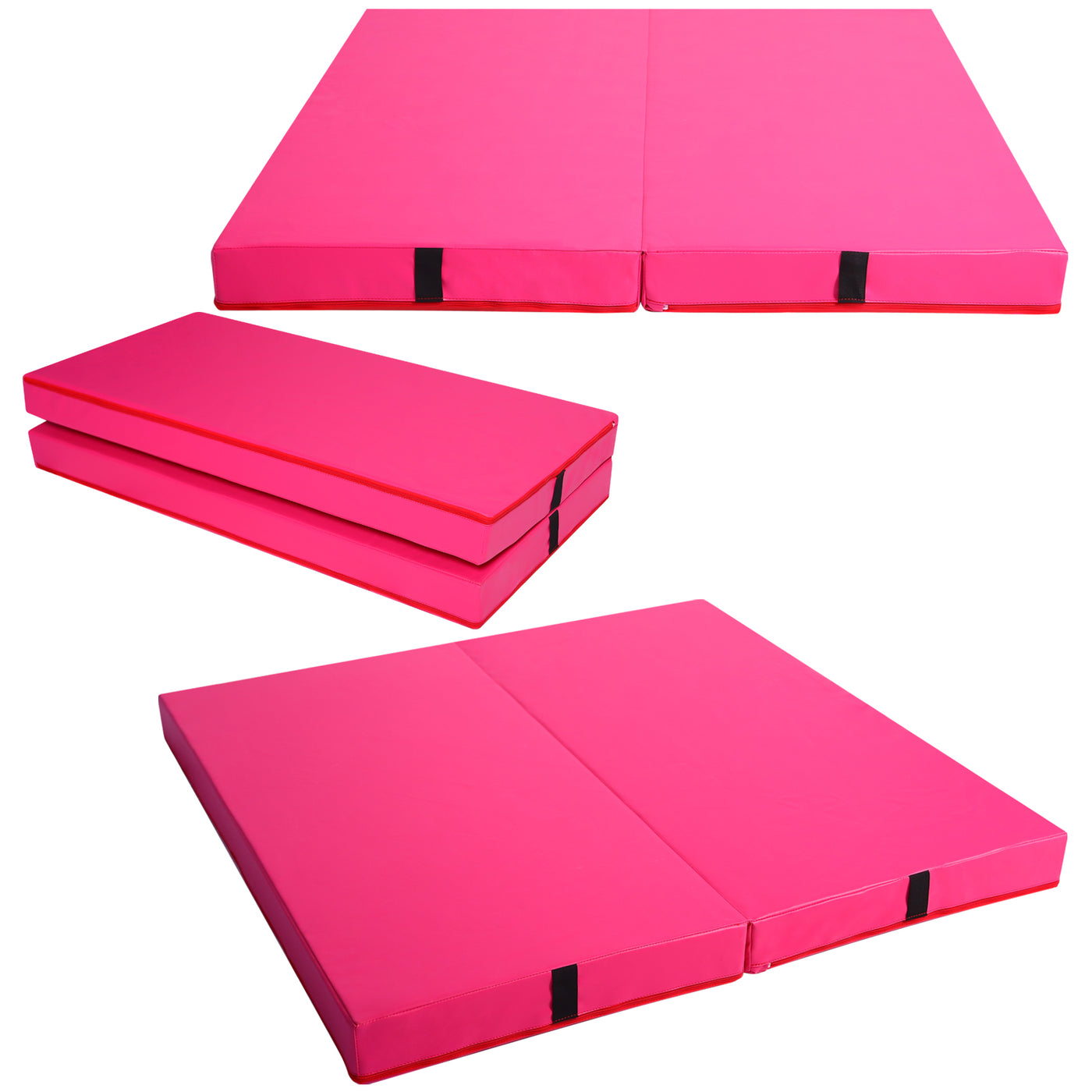 Gymnastics Mat for Kids 4'x4'x4" Foldable Tumbling Mats with Carrying Handles 2-Panels Fold Thick Exercise Mat for Home Aerobics Stretching Yoga