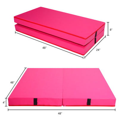 Gymnastics Mat for Kids 4'x4'x4" Foldable Tumbling Mats with Carrying Handles 2-Panels Fold Thick Exercise Mat for Home Aerobics Stretching Yoga