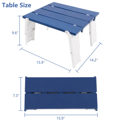 Portable Beach Table Folding Camping Side Table for Picnic BBQ with Carry Bag, White Blue