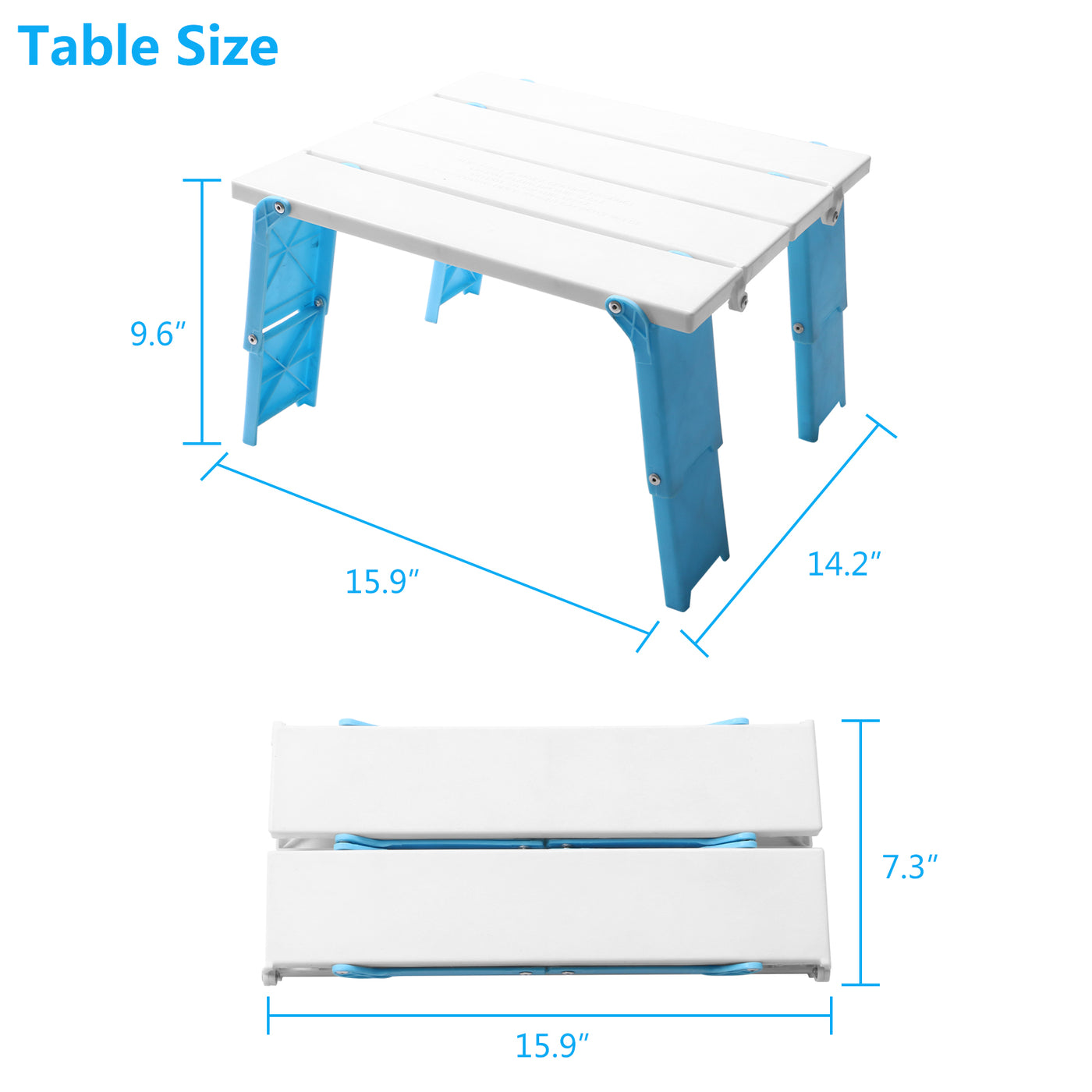 Portable Beach Table Folding Camping Side Table for Picnic BBQ with Carry Bag, Cyan