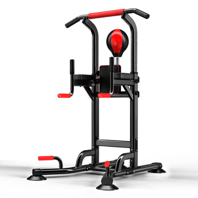 Pull Up Bar Power Tower Dip Station Adjustable Gym Strength Training Workout
