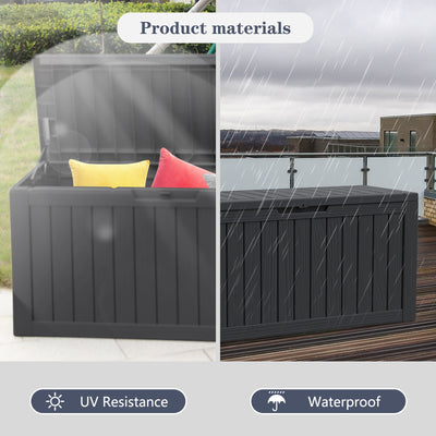 80 Gallon Waterproof Deck Box Patio Furniture Storage Box with Lockable Lid, Resin Outdoor Storage Bin for Garden, Yard, Poolside, Black