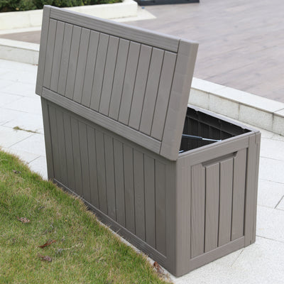 80 Gallon Waterproof Deck Box Patio Furniture Storage Box with Lockable Lid, Resin Outdoor Storage Bin for Garden, Yard, Poolside