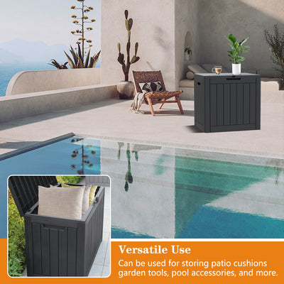 Waterproof Storage Deck Box Patio Furniture Organization Container with Lockable Lid, PP Outdoor Side Table for Garden, Yard, Poolside