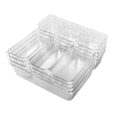 16PCS Desk Drawer Storage Box Organizer Set 5 Sizes Versatile Dividers Stripe for Makeup, Jewelries, Kitchen Utensils, Gadgets, Office