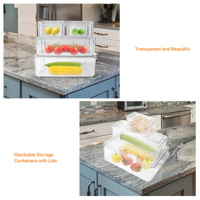 7 PCS Refrigerator Organizer Bins Food Containers with Various Size Storage Bins