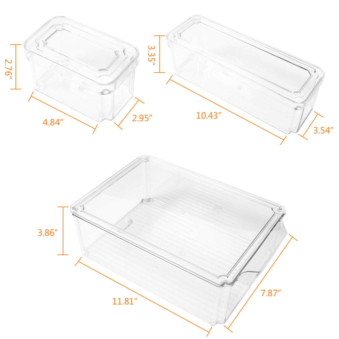 7 PCS Refrigerator Organizer Bins Food Containers with Various Size Storage Bins