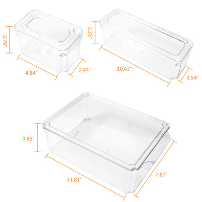 7 PCS Refrigerator Organizer Bins Food Containers with Various Size Storage Bins