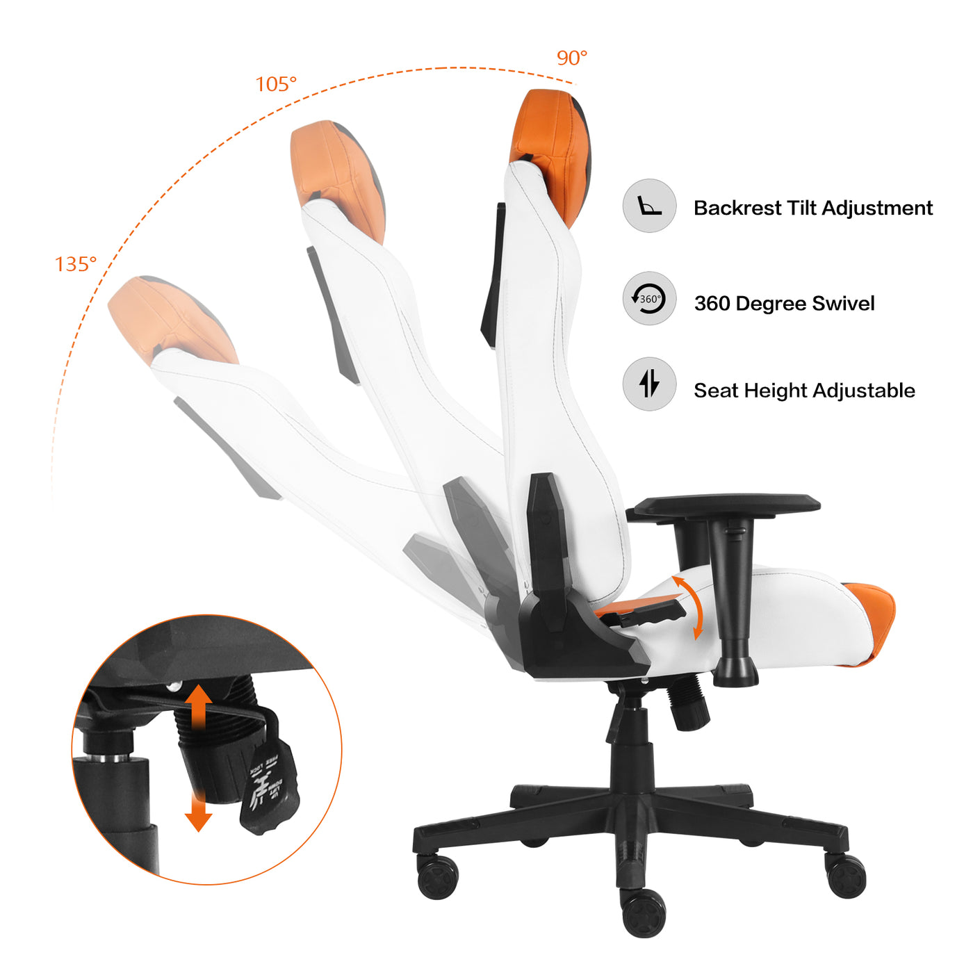Ergonomic Gaming Chairs for Adults with High-Density Memory Foam | Swivel Comfortable Office Chair, Big and Tall Video Game Chair, High Back Computer Chair for Home, Office