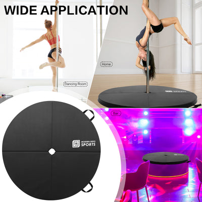 Professional Dance Pole Set with Pole Dance Mat Foldable Crash Mat, EPE Foam Round Padding, Silver Spinning Static Dancing Pole Kit Height Adjustable for Home, Gym, Yoga Exercise