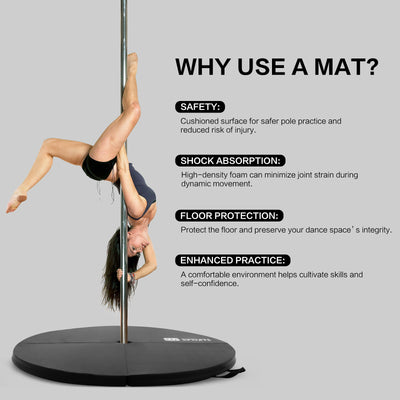 Professional Dance Pole Set with Pole Dance Mat Foldable Crash Mat, EPE Foam Round Padding, Silver Spinning Static Dancing Pole Kit Height Adjustable for Home, Gym, Yoga Exercise