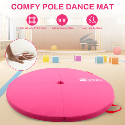 Professional Dance Pole Set with Pole Dance Mat Foldable Crash Mat, EPE Foam Round Padding, Silver Spinning Static Dancing Pole Kit Height Adjustable for Home, Gym, Yoga Exercise